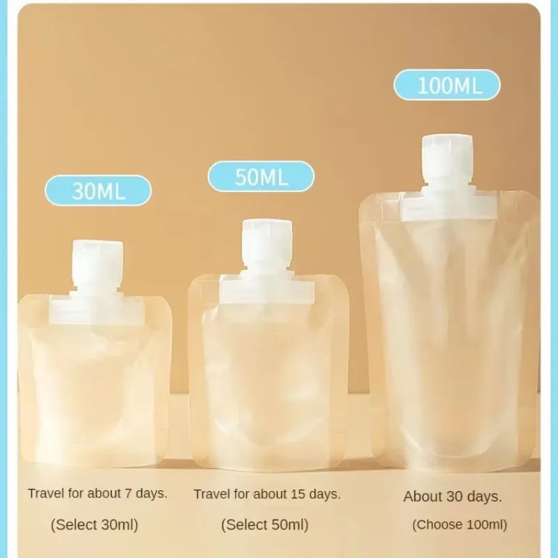 3PCS Travel Portable Size Refillable Empty Squeeze Pouch 30/50/100Ml Cosmetic Lotion Shower Gel Shampoo Dispenser Leakproof Bag