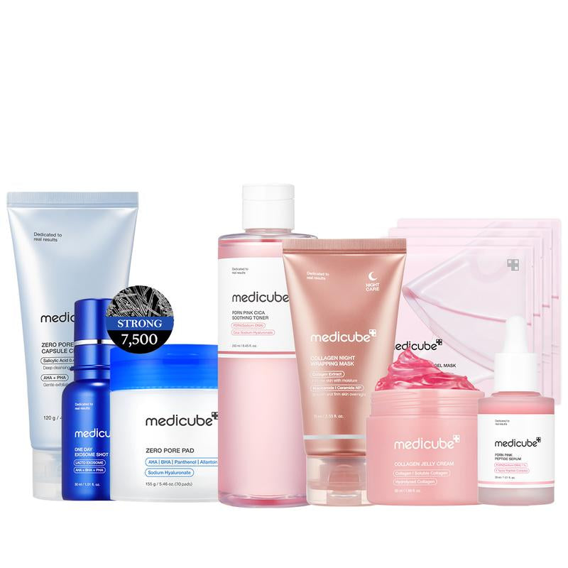 [Medicube] Affordable Glass Glow Skincare Set | Includes 8 TOP-SELLING Products for Gentle Skin Renewal