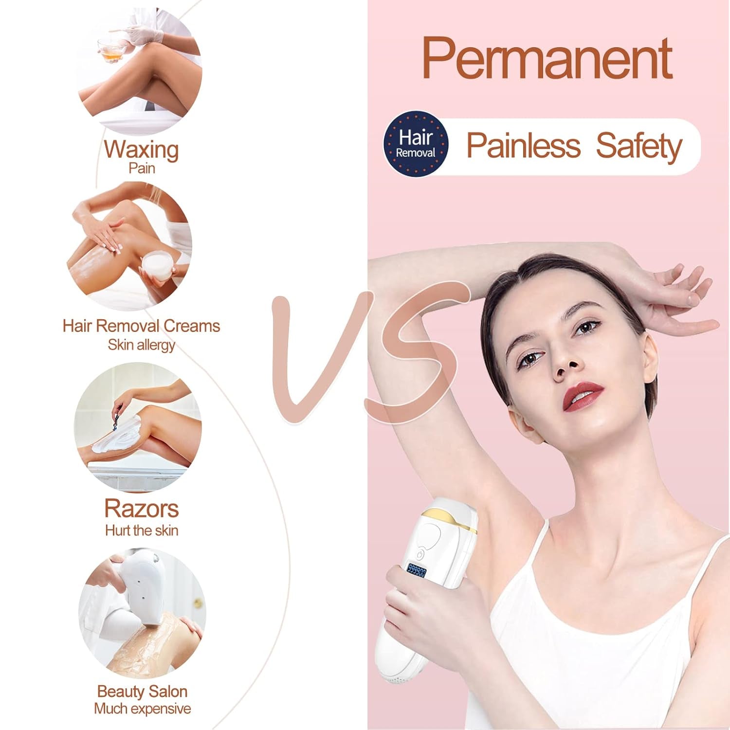 Laser Hair Removal for Women and Men Permanent, IPL Hair Removal Device,  At-Home IPL Machine for Whole Body, Upgraded to 999,900 Flashes